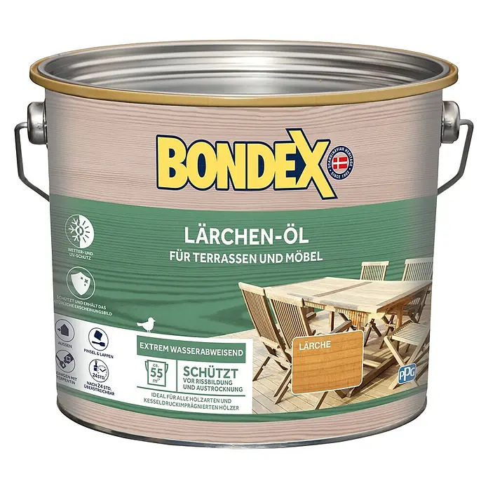 Bondex Lärchen-Öl - 2,5 l, Lärche - Bondex Lärchen-Öl für Terrassen und Möbel. Schützt vor Rissbildung und Austrocknung und ist extrem wasserabweisend.