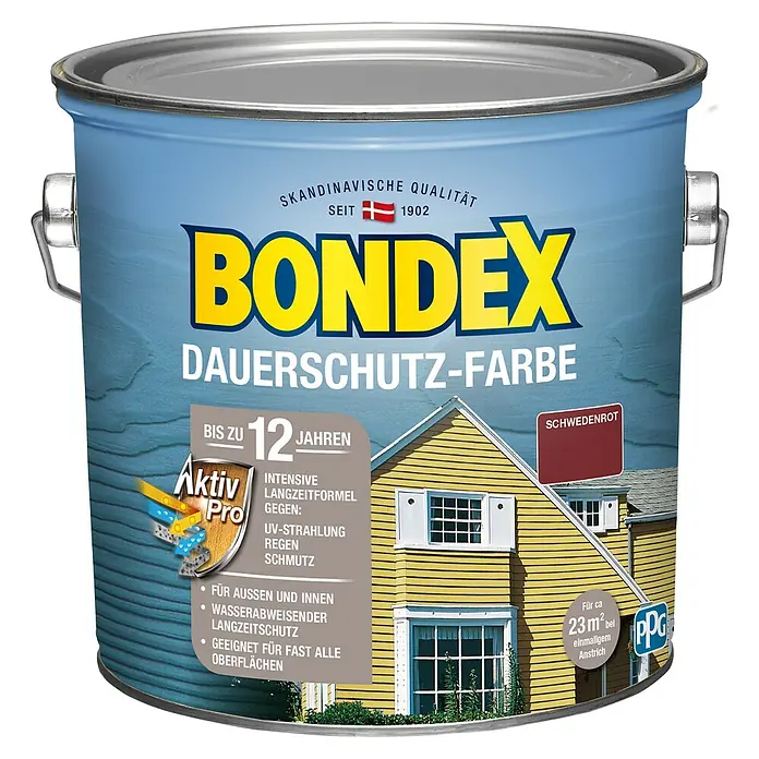 Bondex Dauerschutzfarbe - Schwedenrot, 2,5 l - Farbdose Bondex Dauerschutz-Farbe für langanhaltenden Schutz und Farbbrillanz im Außen- und Innenbereich.