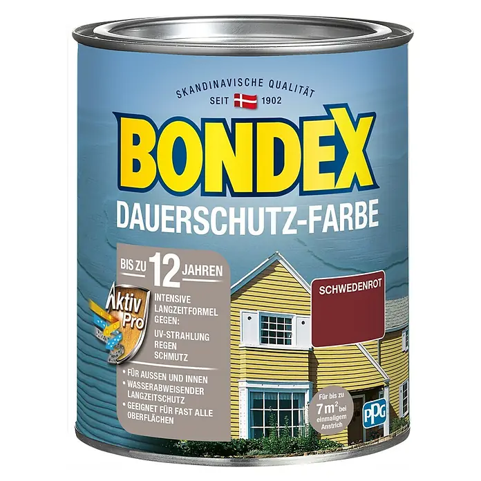 Bondex Dauerschutzfarbe - Schwedenrot, 750 ml - Dose Bondex Dauerschutz-Farbe Schwedenrot für langanhaltenden Schutz von Oberflächen im Innen- und Außenbereich.