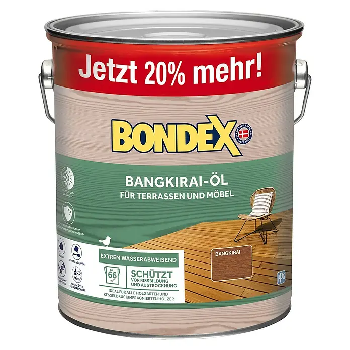 Bondex Bangkirai-Öl - 3 l, Matt - Dose Bondex Bangkirai-Öl für Terrassen und Möbel, extrem wasserabweisend und schützt vor Rissbildung und Austrocknung.