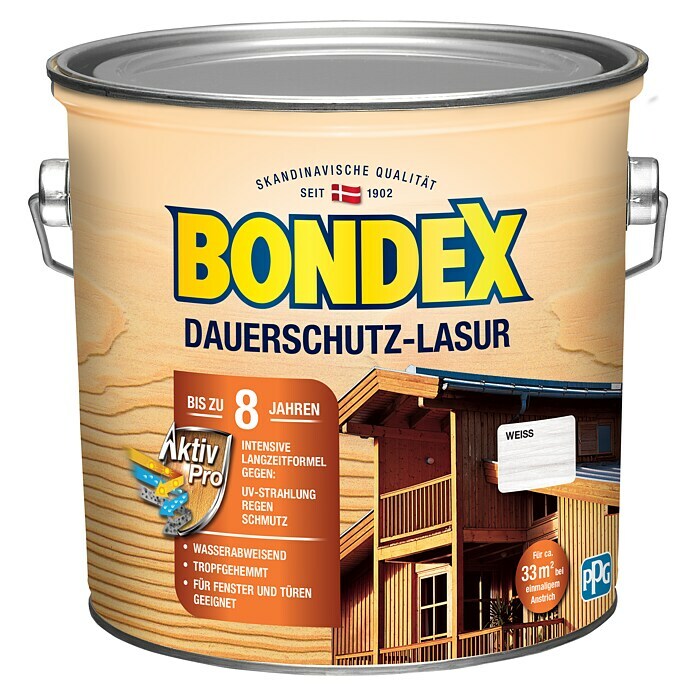 Bondex Dauerschutzlasur (Weiß, 2,5 l, Glänzend)