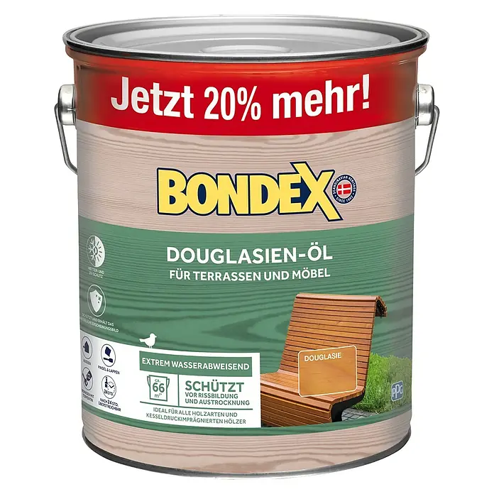 Bondex Douglasien-Öl - 3 l, Matt - Dose Bondex Douglasien-Öl für Terrassen und Möbel. Schützt vor Rissbildung und Austrocknung, ideal für alle Holzarten.
