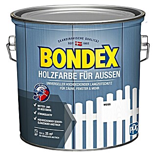 Bondex Holzschutzfarbe für Außen (Weiß, 2,5 l, Seidenglänzend)