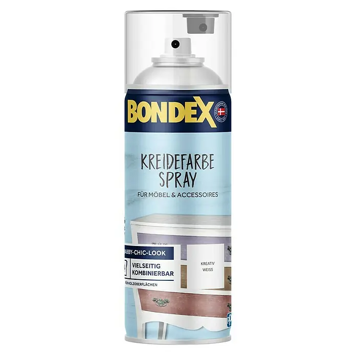 Bondex Sprühlack Kreidefarbespray für Möbel & Accessoires - Kreativ Weiß, Stumpfmatt, 400 ml - BONDEX Kreidefarbe Spray für Möbel und Accessoires im Shabby-Chic-Look. Vielseitig kombinierbar, ideal für Holzoberflächen.