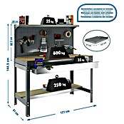 Simonrack Simonwork Werkbank (L x H: 61 x 144,5 cm, Breite: 121 cm, Traglast: 600 kg, Grau)