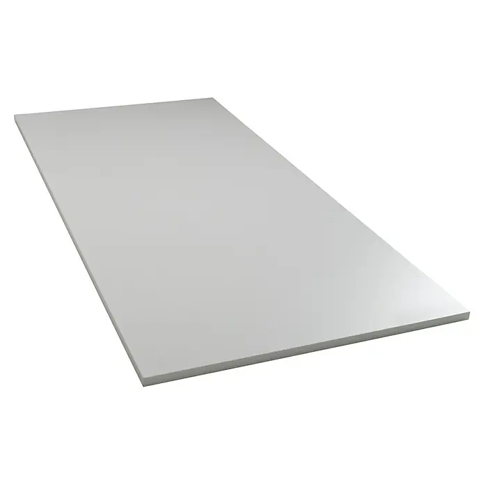Tischplatte - Weiß, 200 cm x 90 cm x 25 mm - Darstellung einer rechteckigen, weißen Platte mit glatter Oberfläche vor einem dunklen Hintergrund.