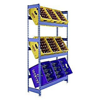 Simonrack Simonbottle Estantería para cajas de bebidas (Al x An x Pr: 180 x 100 x 30 cm, Capacidad de carga: 100 kg/balda, Número de baldas: 3 ud., Inserción, Azul)