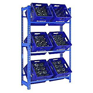 Simonrack Simonbottle Metall-Getränkekistenregal Bottleclick (L x B x H: 30 x 80 x 180 cm, Traglast: 100 kg/Boden, Anzahl Böden: 3, Blau)