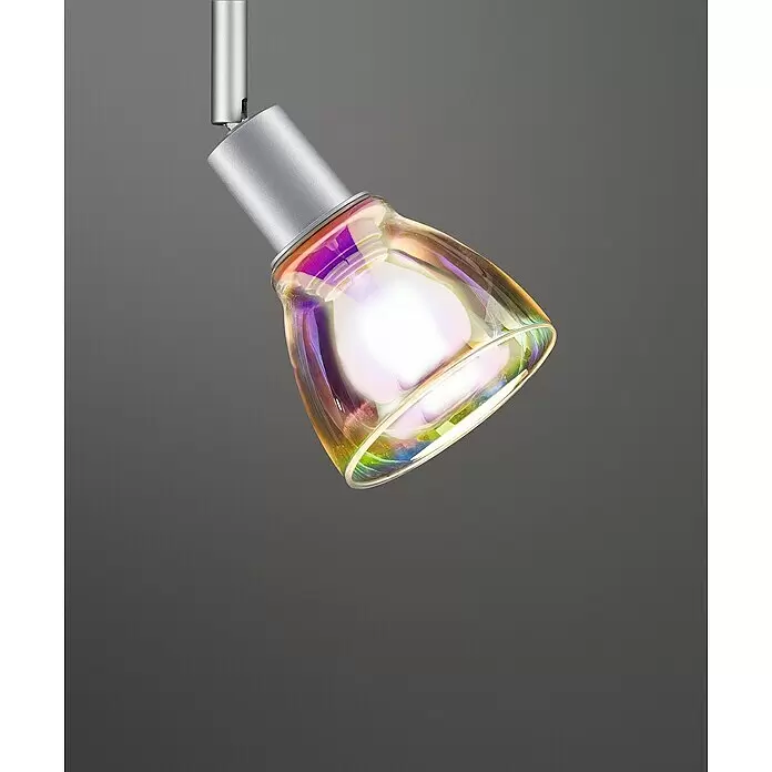 Paulmann URail LED-Spot DecoSystems - Lampenfassung: E14, Farbe: Chrom matt - Silberner Strahler mit irisierendem, farbwechselndem Glasschirm, hell leuchtend.