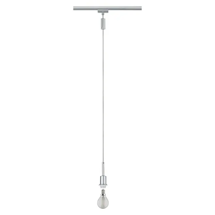 Paulmann URail Pendelleuchte DecoSystems - E14, Höhe: 135 cm, Chrom - Moderne Chrom-Hängeleuchte mit dimmbarer LED-Glühbirne. Das stilvolle Design mit der schlanken Aufhängung passt gut in moderne Wohnräume.