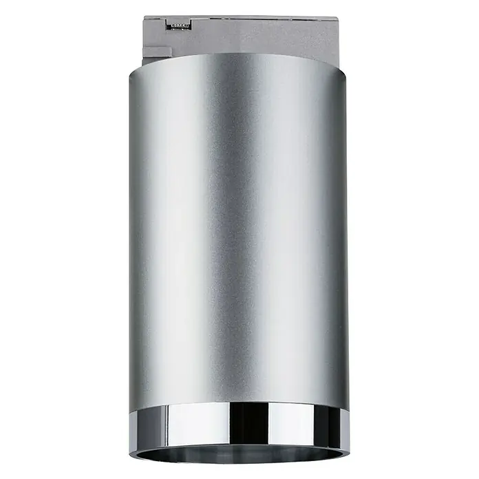 Paulmann URail LED-Spot Tube - Chrom, GU10, Ø x H: 6,5 x 12,8 cm - Silberne zylindrische Leuchte mit glänzendem Chromsockel auf schwarzem Hintergrund. Zeitgemäßes Design für stilvolle Beleuchtung.