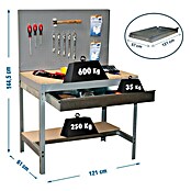 Simonrack Simonwork Werkbank (L x H: 61 x 144,5 cm, Breite: 121 cm, Grau)