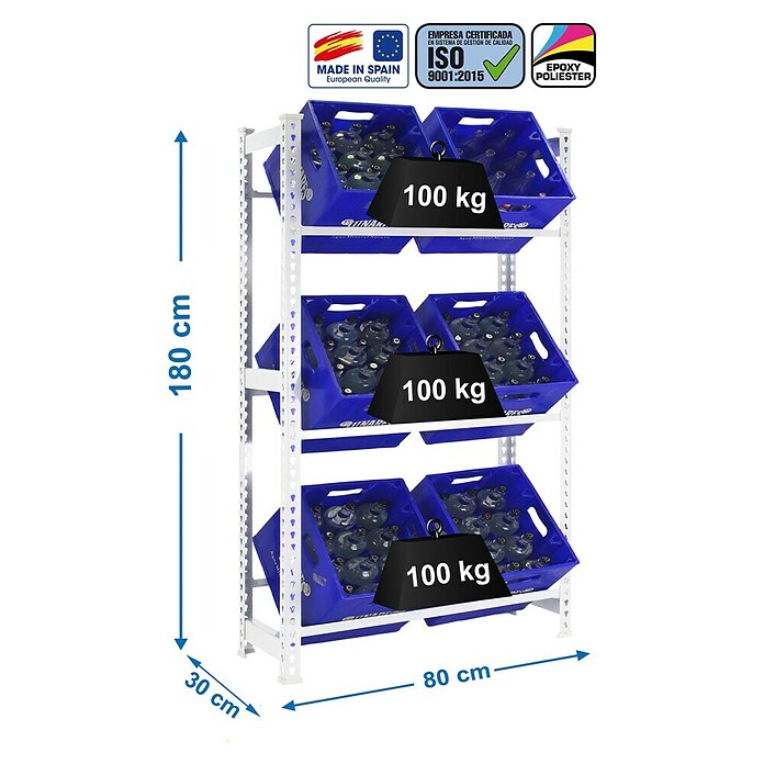 Simonrack Simonbottle Getränkekistenregal Bottleclick (H x B x T: 180 x 80 x 30 cm, Traglast Einlegeboden: 100 kg, Anzahl Böden: 3 Stk., Stecken, Weiß) | BAUHAUS