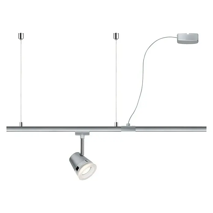 Paulmann URail Stromeinspeisung Cable Feed - Chrom, 2 m - Moderne Chrom-Schienenleuchte mit einem verstellbaren Spot und zwei Aufhängungen für eine flexible Beleuchtung in jedem Raum.