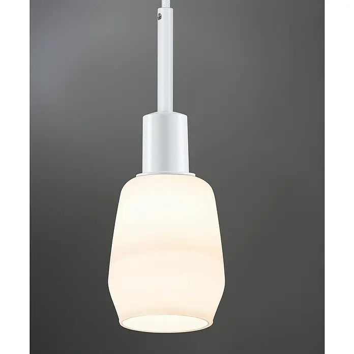 Paulmann URail Pendelleuchte DecoSystems - E14, Höhe: 135 cm, Weiß - Hängeleuchte mit mattiertem Glasschirm und weißer Aufhängung. Elegantes Design für stimmungsvolle Beleuchtung in jedem Raum.