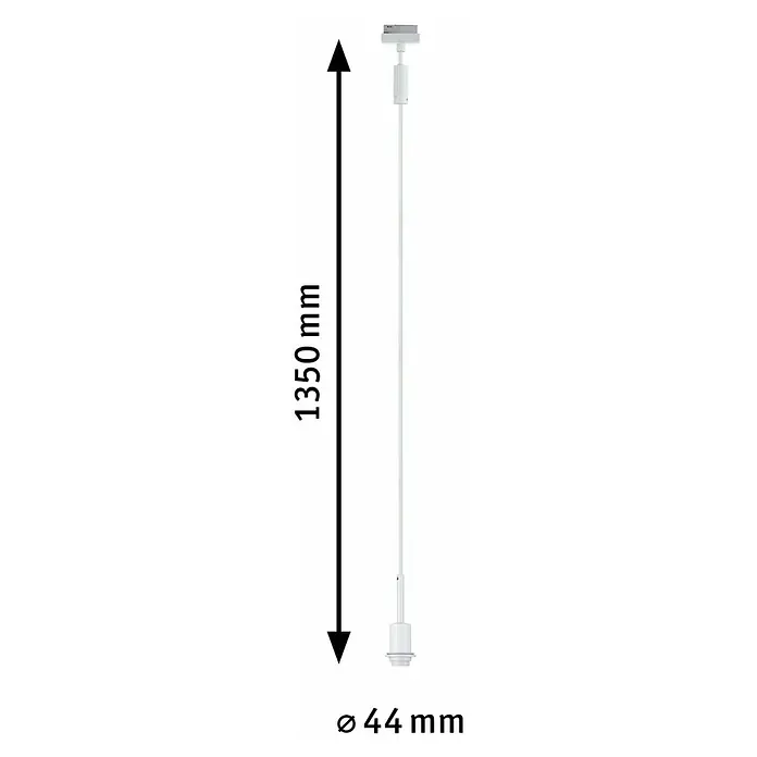Paulmann URail Pendelleuchte DecoSystems - E14, Höhe: 135 cm, Weiß - Abbildung einer weißen Pendelleuchte mit einer Länge von 1350 mm und einem Durchmesser von 44 mm, ideal für stilvolle Beleuchtung.