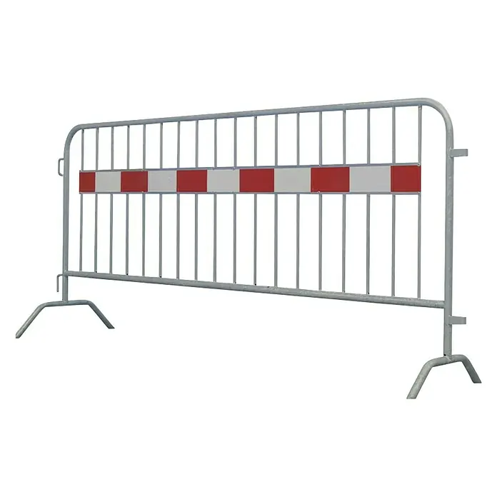Schake Absperrgitter Typ D - 2.500 x 678 mm, Mit Tastleiste - Absperrgitter mit rot-weißen Markierungen und stabilen Standfüßen für Baustellen oder Veranstaltungen.
