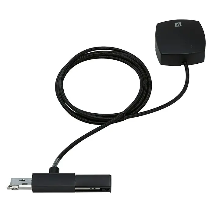 Paulmann URail Stromeinspeisung Cable Feed - Schwarz matt, 2 m - Ein schwarzer GPS-Empfänger mit Kabel und USB-Anschluss. Das Produkt ist ideal für Navigation und Ortung.