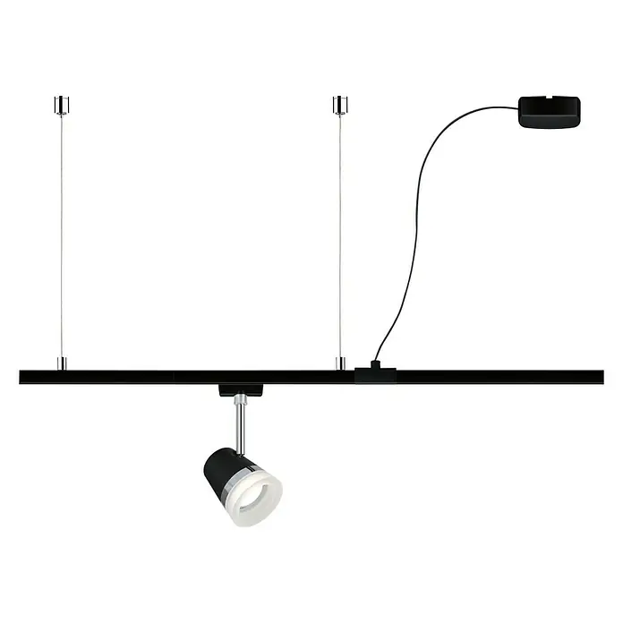 Paulmann URail Stromeinspeisung Cable Feed - Schwarz matt, 2 m - Eine moderne schwarze Schienenleuchte mit verstellbarem Spot und flexibler Ausrichtung, ideal für Wohn- und Gewerberäume.