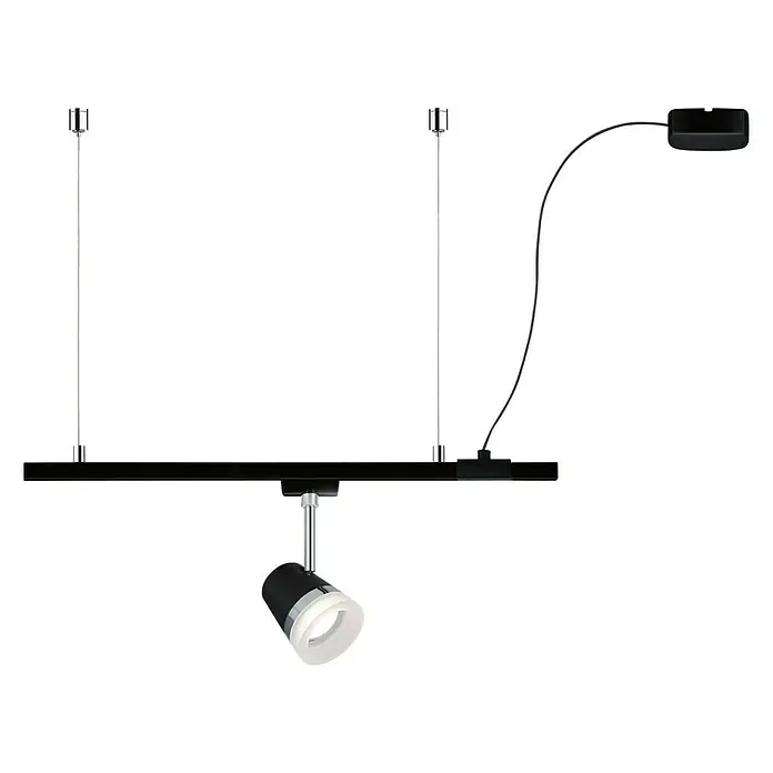 Paulmann URail Stromeinspeisung Cable Feed - Schwarz matt, 2 m - Moderne Schienenleuchte mit einem eleganten schwarzen Strahler für ein stilvolles Beleuchtungserlebnis.