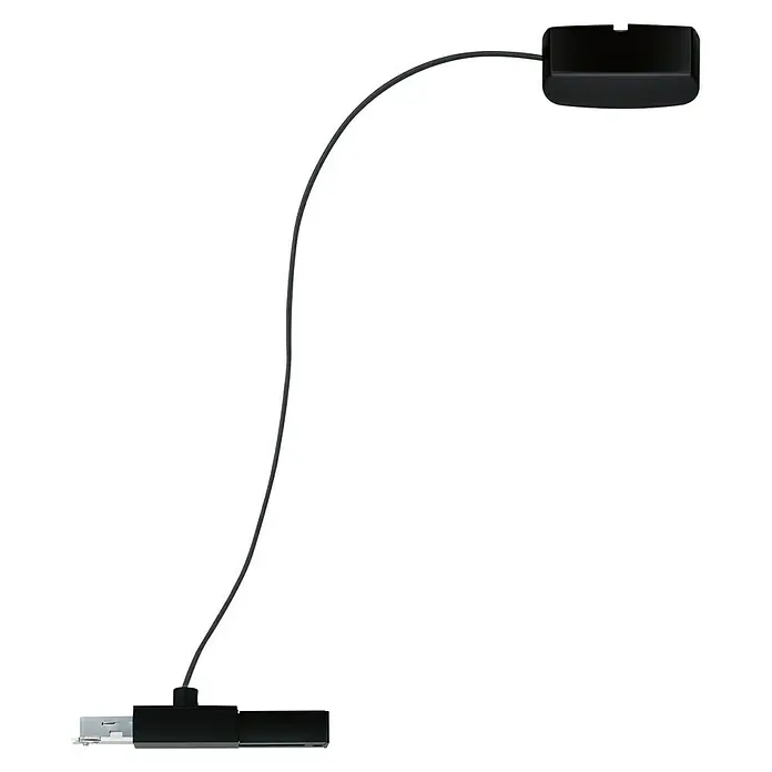 Paulmann URail Stromeinspeisung Cable Feed - Schwarz matt, 2 m - Nahaufnahme einer schwarzen Tobii Dynavox PCEye Mini, einem kompakten Eye-Tracker für Computer.