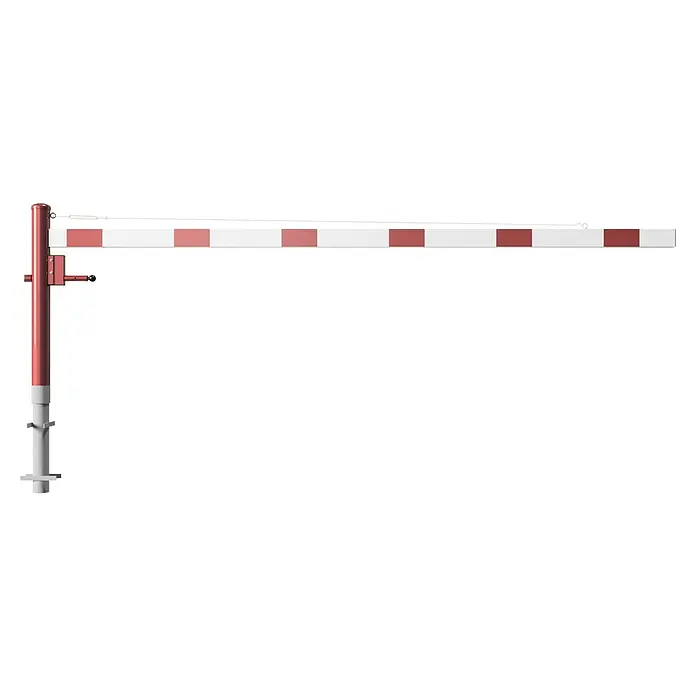 Schake Drehschranke - Mit Seilzugverstärkung, Art Schloss: Profilzylinderschloss, Länge: 3.500 mm - Rote und weiße Schranke, ideal zur Verkehrskontrolle und Sicherheit auf Baustellen oder Parkplätzen.