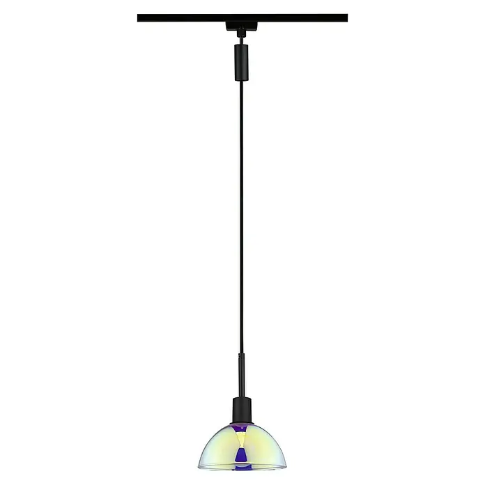 Paulmann URail Pendelleuchte Sarrasani - E14, Schwarz, Dichroic - Elegante Hängelampe mit schimmerndem Glasschirm und schwarzer Aufhängung für stilvolle Beleuchtung.