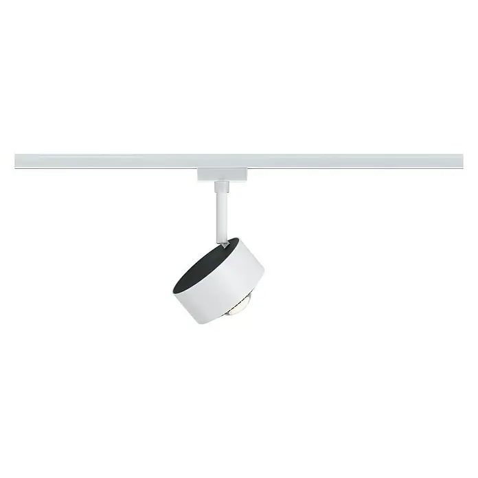 Paulmann URail LED-Spot Aldan - Weiß, Warmweiß, Ø x H: 9,8 x 17 cm - Eine moderne weiße Schienenleuchte, die einen Lichtakzent setzt und eine flexible Beleuchtungslösung darstellt.