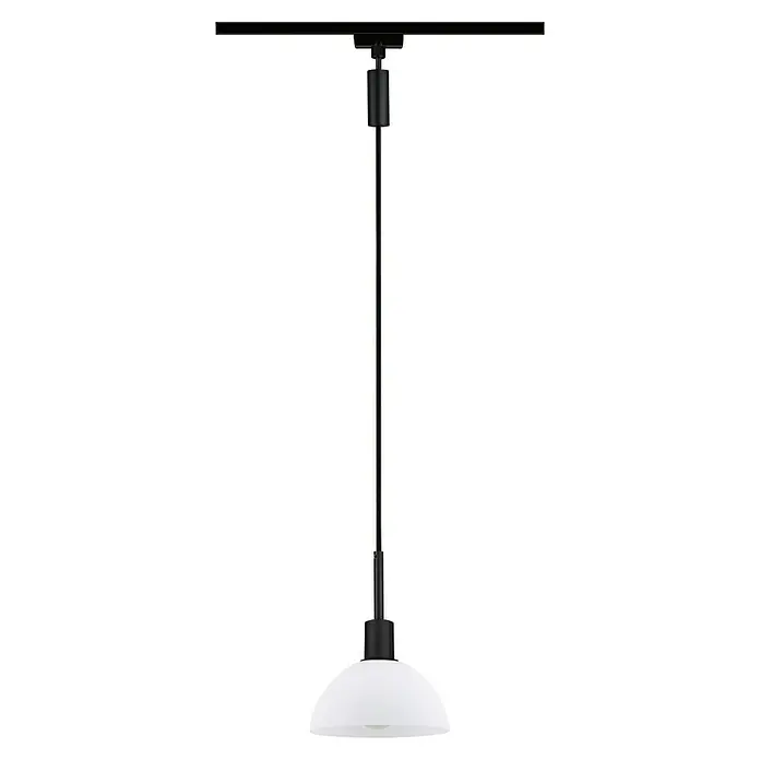 Paulmann URail Pendelleuchte Sarrasani - E14, Schwarz, Opal - Elegante Pendelleuchte mit schwarzem Stab und weißem Lampenschirm. Stilvolle Beleuchtung für modernes Interieur.