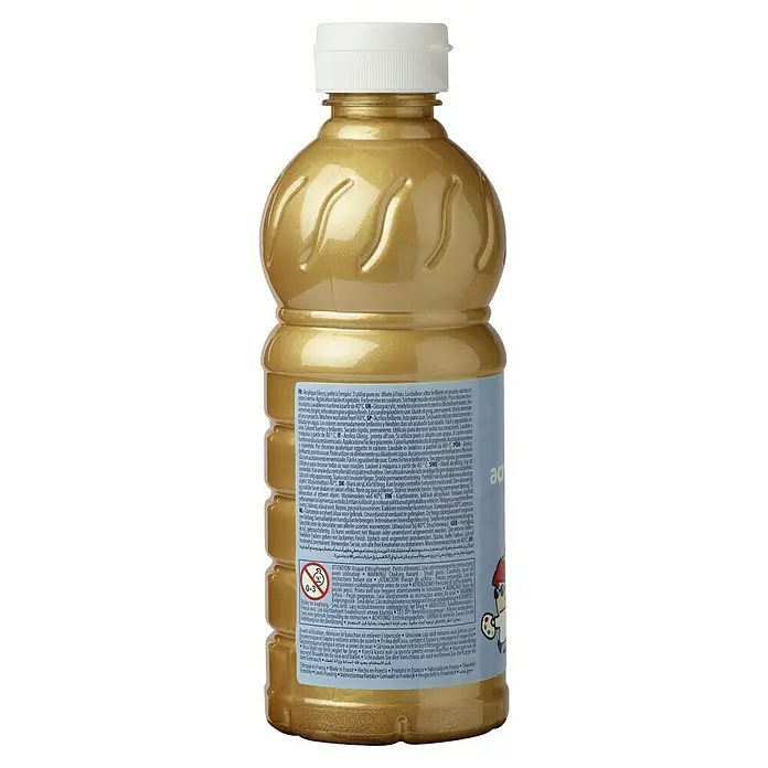 Lefranc & Bourgeois Acrylfarbe Glossy - Gold, 500 ml, Flasche - Goldene Acrylfarbe in einer Flasche mit weißem Verschluss. Ideal für glänzende, dauerhafte Bastelprojekte. Maschinenwaschbar bis 40°C.