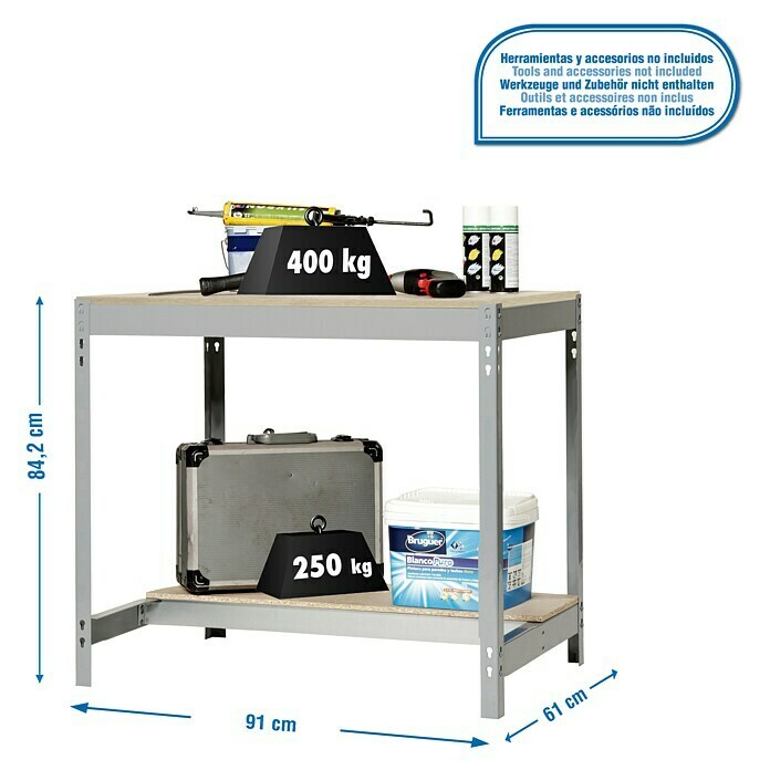 Simonrack Simonwork Werkbank (L x H: 61 x 84,2 cm, Breite: 91 cm, Traglast: 600 kg, Grau)