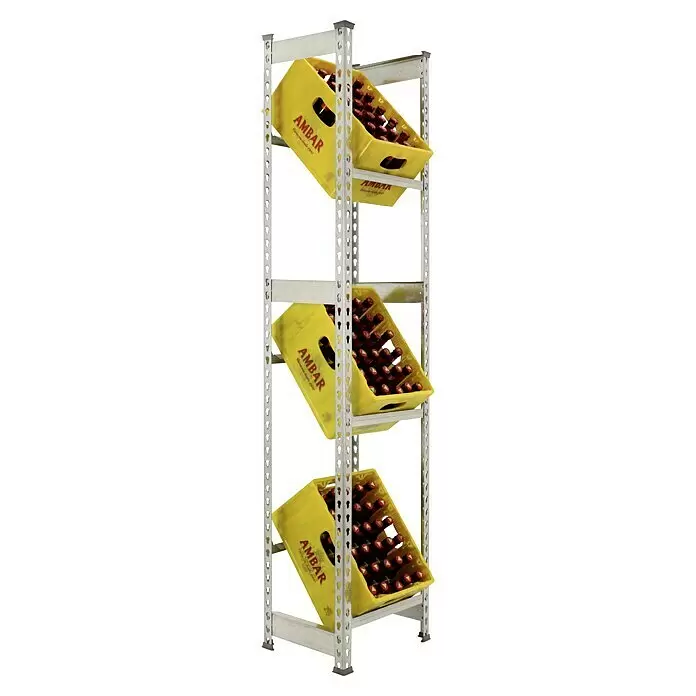 Simonrack Simonbottle Getränkekistenregal Bottleclick - H x B x T: 180 x 40 x 30 cm, Traglast Einlegeboden: 100 kg, Anzahl Böden: 3 Stk., Stecken, Silber - Anwendungsbeispiel