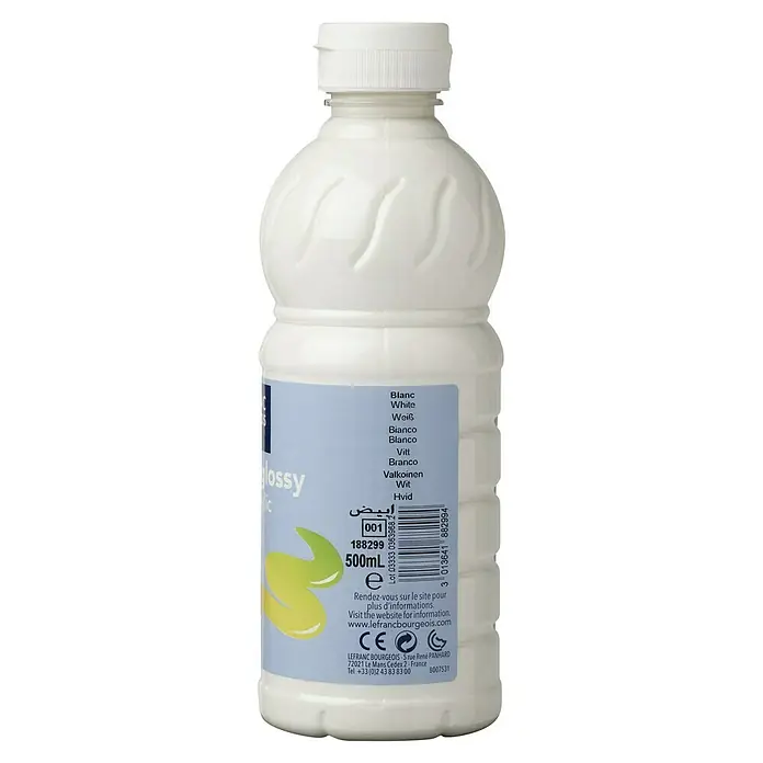Lefranc & Bourgeois Acrylfarbe Glossy - Weiß, 500 ml, Flasche - Eine Flasche Lefranc Bourgeois Glossy Acrylic Farbe in Weiß, 500 ml. Perfekt für Kunstprojekte mit glänzendem Finish.