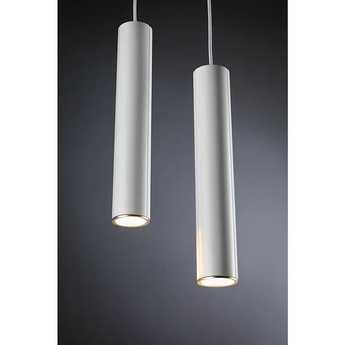 Paulmann URail Pendelleuchte Catalejo - 10 W, Weiß, Höhe: 38,3 cm - Zwei moderne, zylindrische Pendelleuchten in Weiß mit warmem Licht, ideal für stilvolle Innenräume.