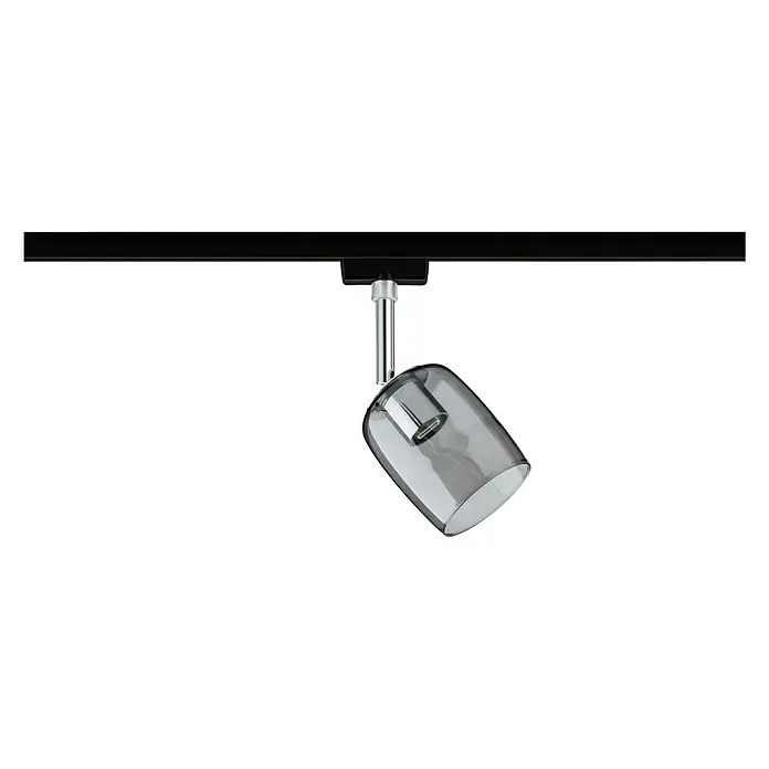 Paulmann URail LED-Spot Blossom10 W, Schwarz/Rauchglas, G9, 1 Stk. - Moderne Schienenleuchte mit grauem Glasschirm und Chromdetails, ideal für stilvolle Akzentbeleuchtung in jedem Raum.
