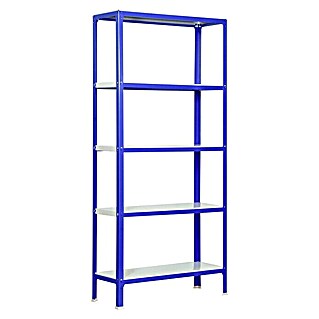 Simonrack Simonhome Metallregal Click Metall Mini (H x B x T: 180 x 80 x 30 cm, Traglast pro Boden: 150 kg, Anzahl Böden: 5 Stk., Stecken, Blau/Weiß)