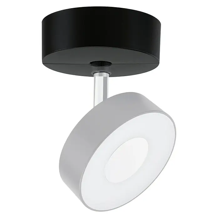 Paulmann URail LED-Spot Spot-Base - Schwarz matt, 10 cm - Eine moderne LED-Deckenleuchte in Schwarz und Grau mit einem runden, verstellbaren Spot für eine flexible Beleuchtung im Raum.