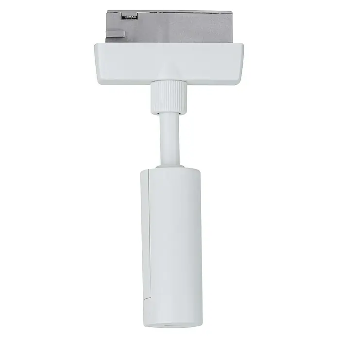 Paulmann URail Pendeladapter Universal - Weiß - Nahaufnahme einer weißen LED-Schienenleuchte mit einem schlanken, zylindrischen Design, ideal für moderne Innenräume.\n