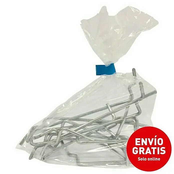 Simonrack Panelclick Juego de ganchos para panel perforado B Simple - 10 ud. - Una bolsa de estacas de tierra de color plateado, que se pueden utilizar para asegurar redes o lonas en el jardín o al acampar.