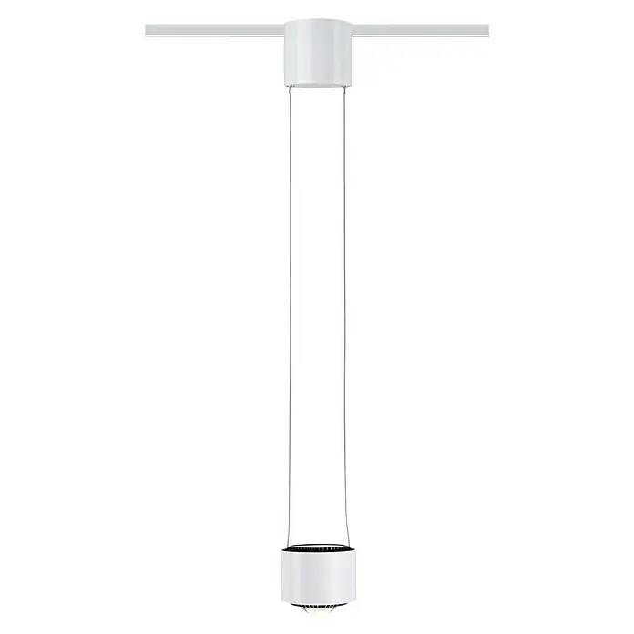 Paulmann URail LED-Pendelleuchte Aldan - Weiß, Dimmbar - Eine moderne, weiße Hängeleuchte, die an einer Schiene befestigt ist und ein minimalistisches Design aufweist. Ideal für stilvolle Innenräume.