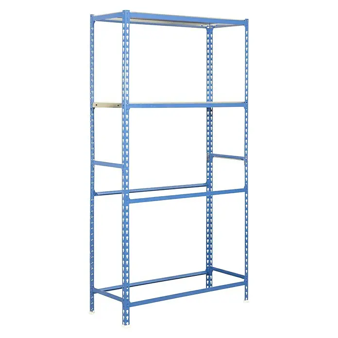 Simonrack Simonauto Reifenregal Simongarage Plus - H x B x T: 200 x 100 x 40 cm, Traglast pro Träger: 200 kg, Anzahl Böden: 2 Stk., Stecken, Blau/Silber - Blaues Schwerlastregal mit drei Ebenen und verstellbaren Böden. Das Regal ist stabil und bietet viel Stauraum für verschiedene Gegenstände.