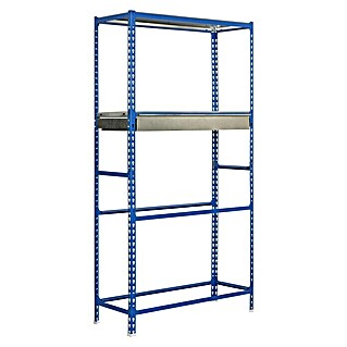 Simonrack Simongarage Metall-Reifenregal Box Plus (L x B x H: 40 x 120 x 200 cm, Traglast: 200 kg/Boden, Anzahl Böden: 4 Stk., Stecken, Blau)