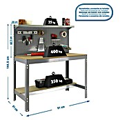 Simonrack Simonwork Werkbank (L x H: 61 x 144,5 cm, Breite: 91 cm, Traglast: 600 kg, Grau)