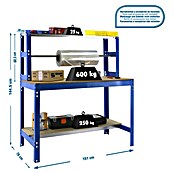 Simonrack Simonwork Werkbank (L x H: 76 x 144,5 cm, Breite: 151 cm, Traglast: 600 kg, Blau)