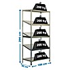 Simonrack Simonclick Metallregal (L x B x H: 50 x 100 x 200 cm, Traglast: 200 kg/Boden, Anzahl Böden: 5 Stk., Silber)