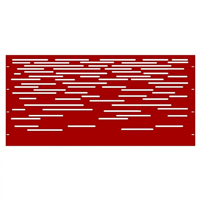 Gabio Zaunelement Lines - 197,5 x 90 cm, Stahl, Rubinrot - Rot-schwarzes Muster mit horizontalen Linien. Ein auffälliges Design mit roten und schwarzen Elementen für moderne Projekte.