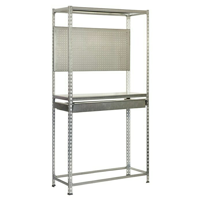 Simonrack Simonracing Metall-Reifenregal Box PlusL x B x H: 40 x 120 x 200 cm, Traglast: 180 kg/Boden, Anzahl Böden: 3 Stk., Silber Diagonal View