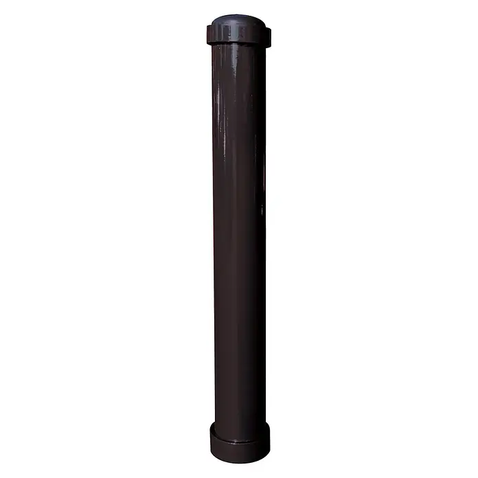 Absperrpfosten Typ 497B - Typ: Stilpfosten, Stahl, Braun - Ein schlanker, polierter dunkelbrauner Pfosten mit einem abgerundeten Deckel und einer breiteren Basis. Ideal für Absperrungen.