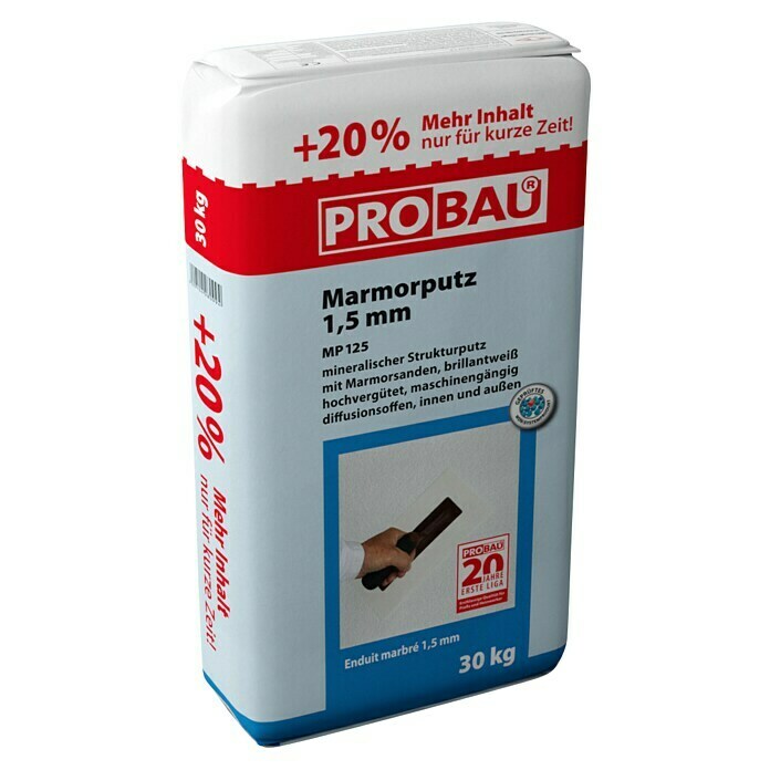 Probau Marmorputz Premium30 kg, Körnung: 1,5 mm, Weiß Diagonal View