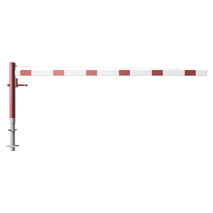 Schake Drehschranke - Mit Seilzugverstärkung, Art Schloss: Vorhängeschloss, Länge: 3.500 mm - Schlagbaum mit rot-weißen Streifen. Das Absperrsystem ist ideal für Parkplätze und zur Verkehrslenkung, mit gut sichtbaren Farben.